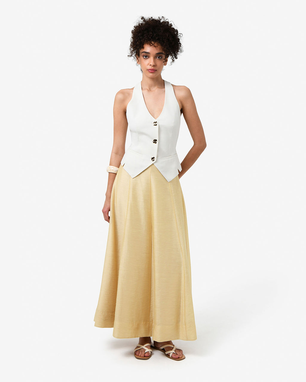 Bellini 2 Panel Maxi Skirt in butter — full-length view 2