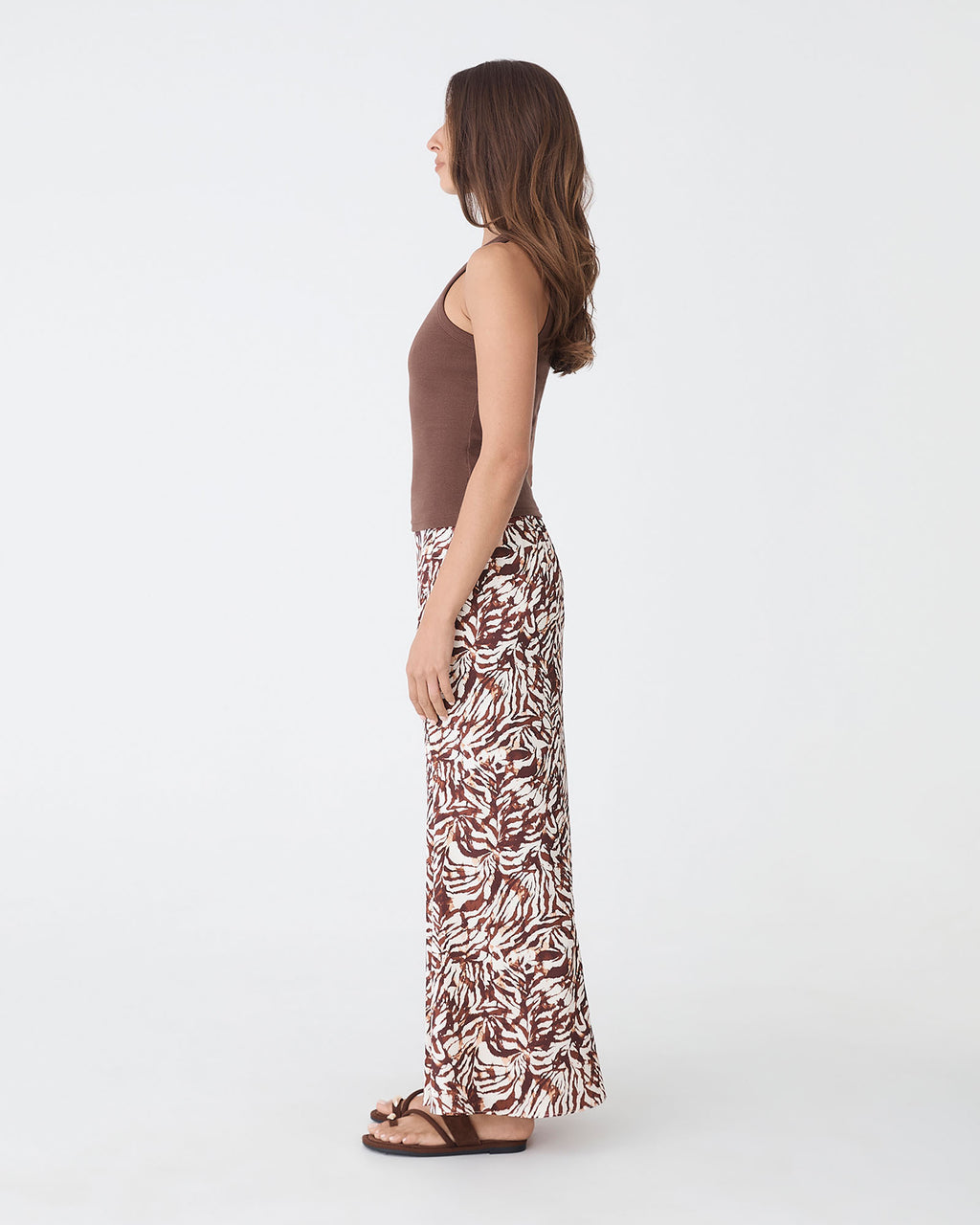Zuhara Column Skirt in brown zebra — side view