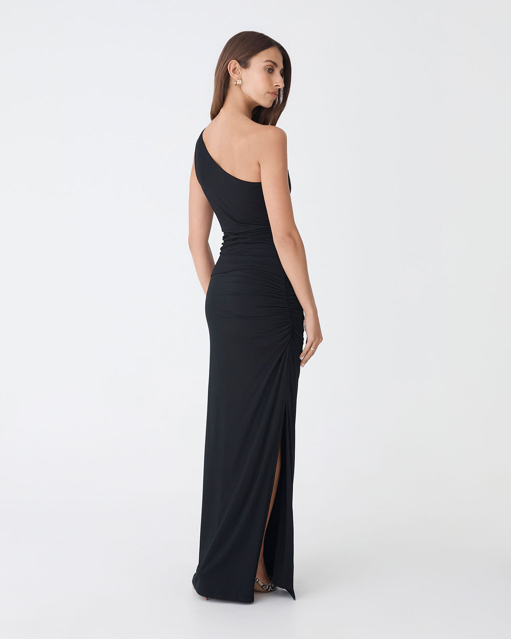 Kirsty Bamboo Ruched Skirt in black — back view