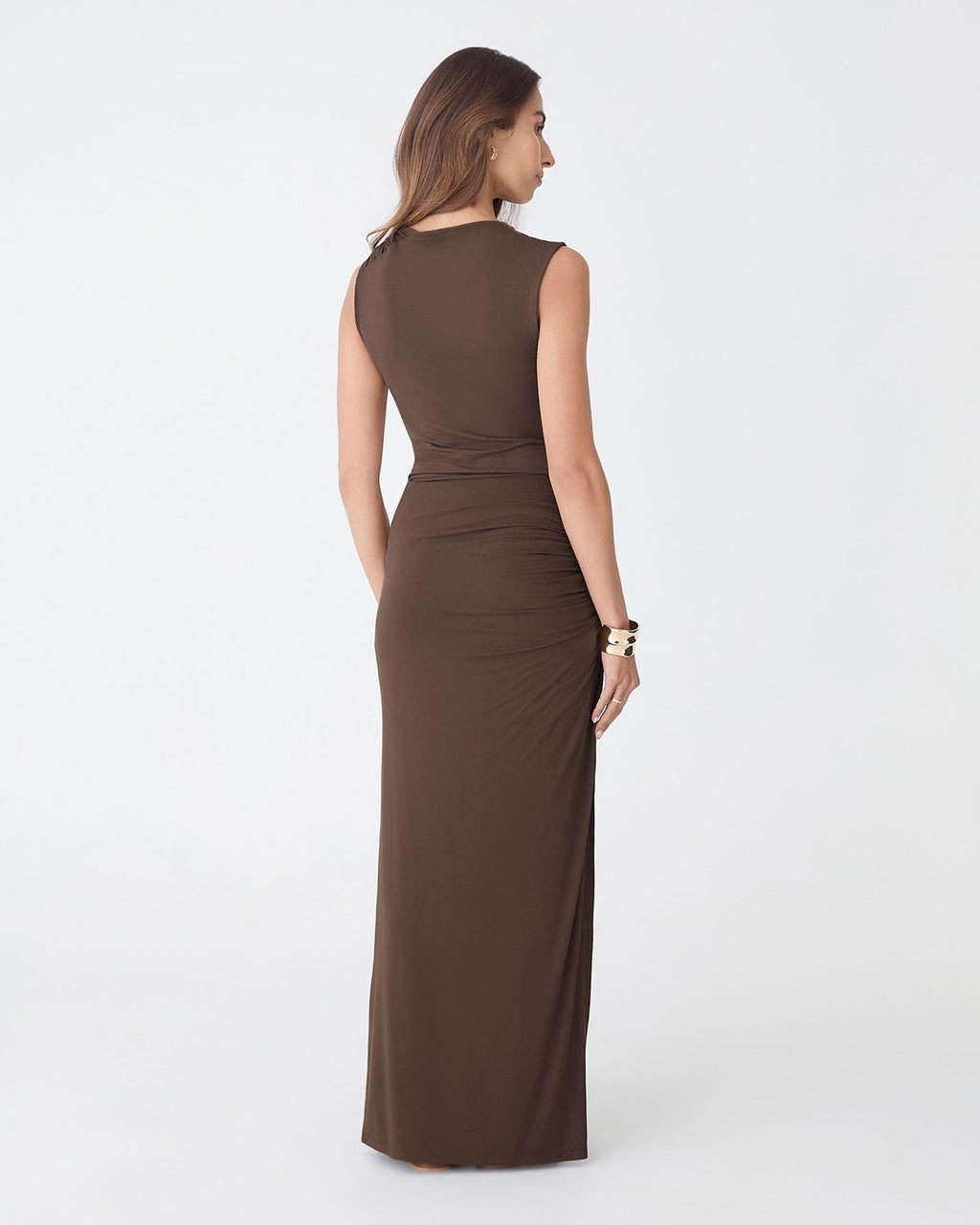 Kirsty Bamboo Ruched Skirt in espresso — back view