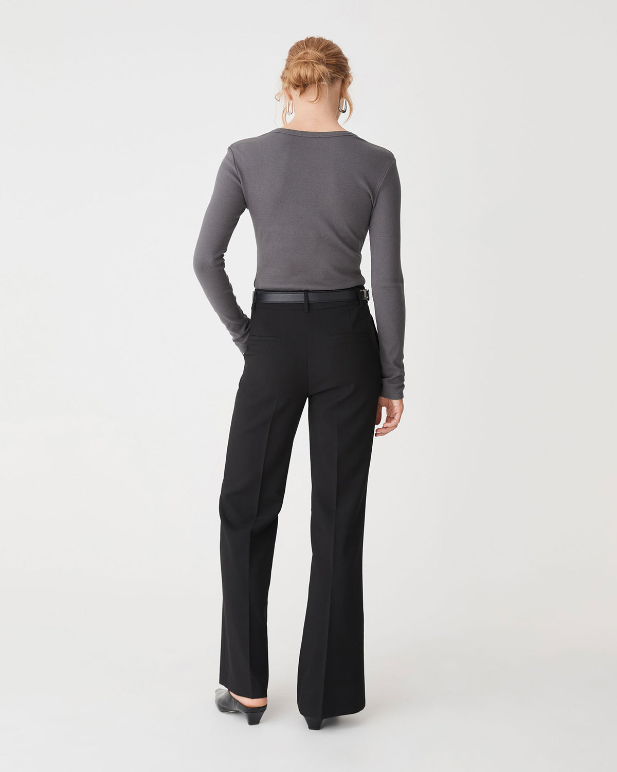 Devon Long Sleeve Rib Tee in slate — back view