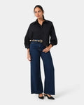 Lica Puff Sleeve Shirt in black — full-length view