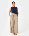 Lulu Ruched Top in navy — full-length view