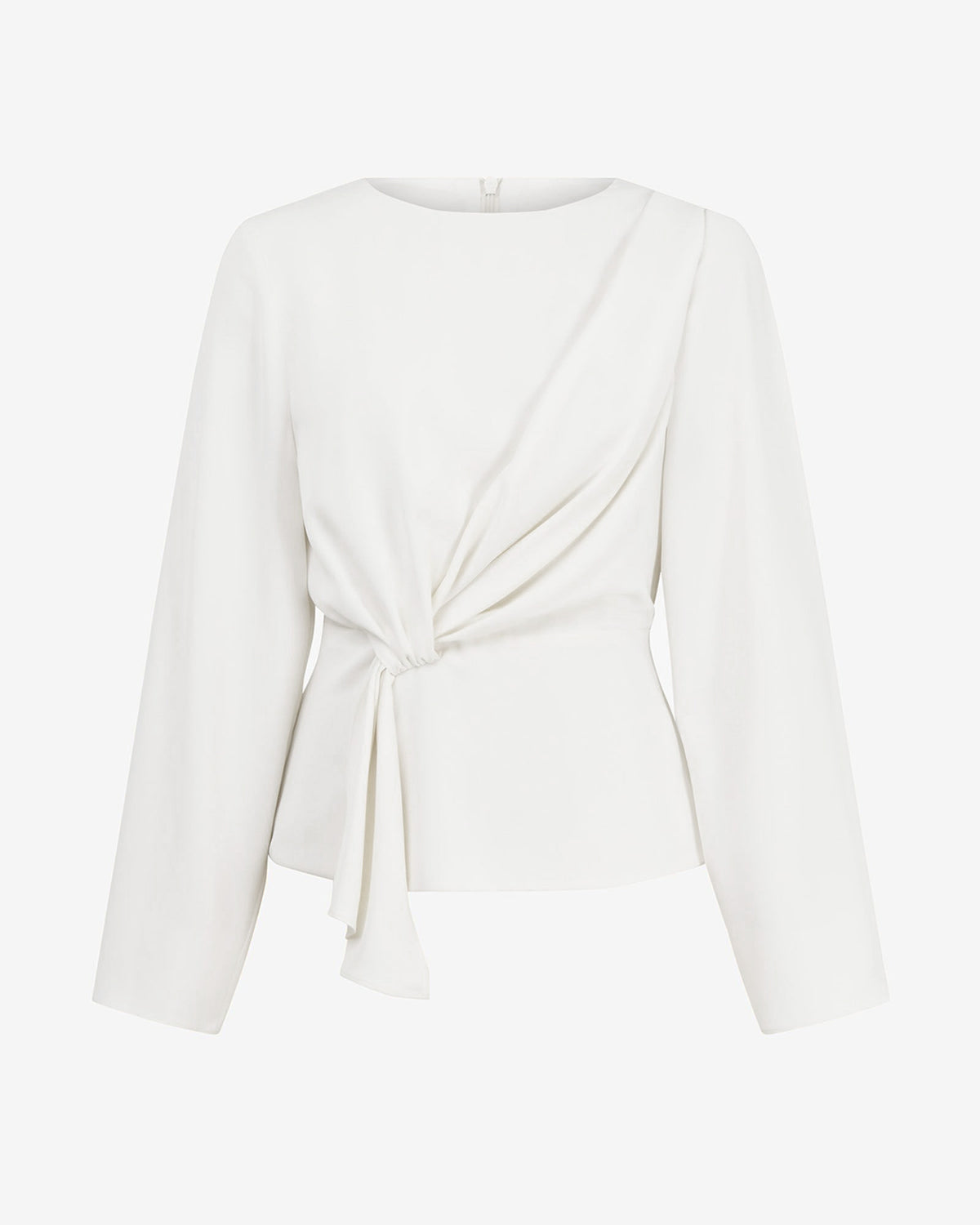 Melody Long Sleeve Draped Top in ivory — product-only view
