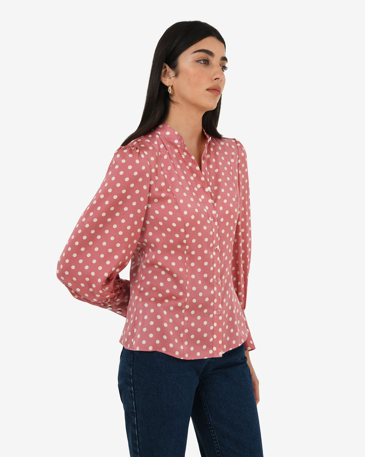 Dotti Polka Dot Printed Blouse in pink polka dot — view 3