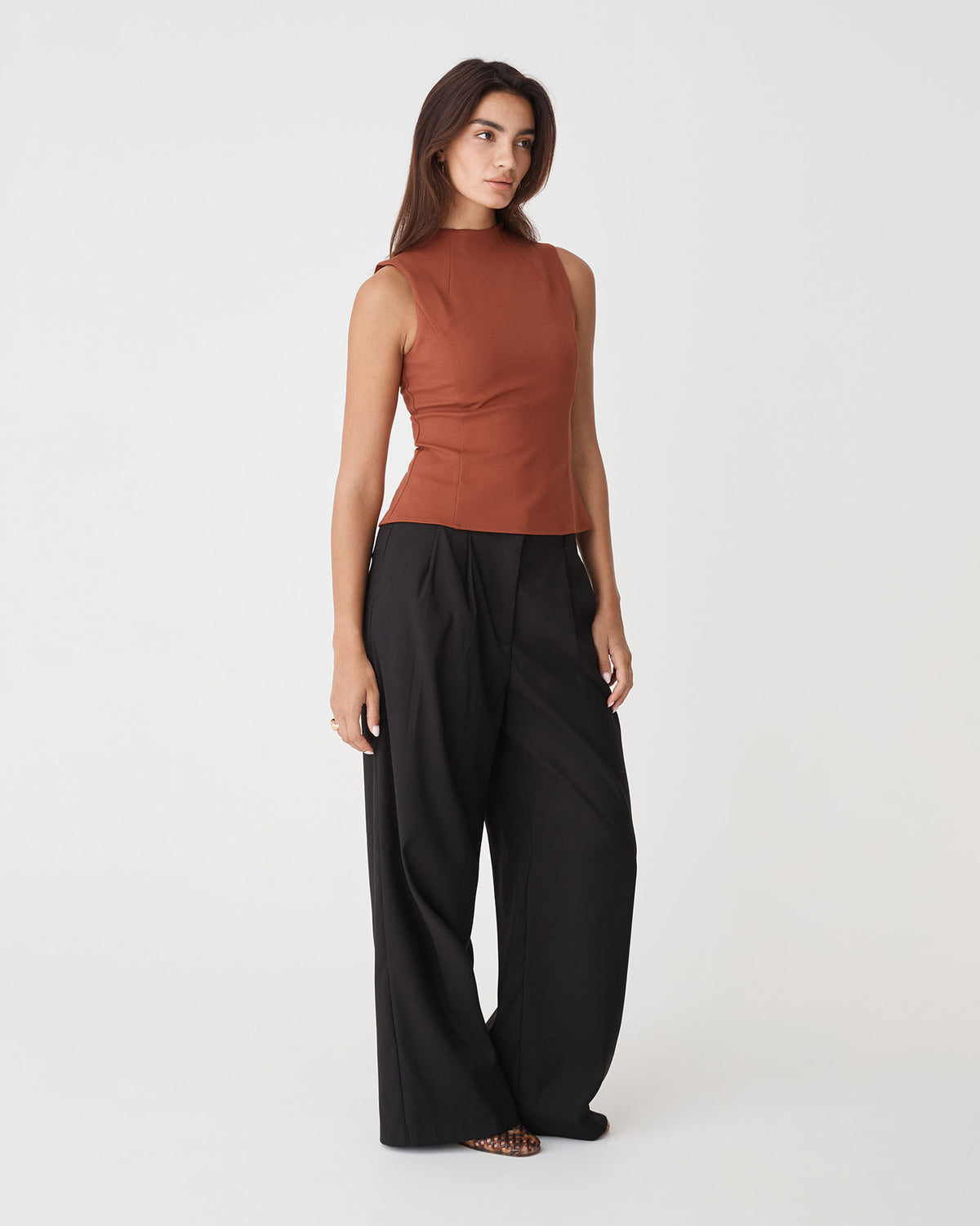 Finnley Structured Ponte Top in rooibos tea — view 3
