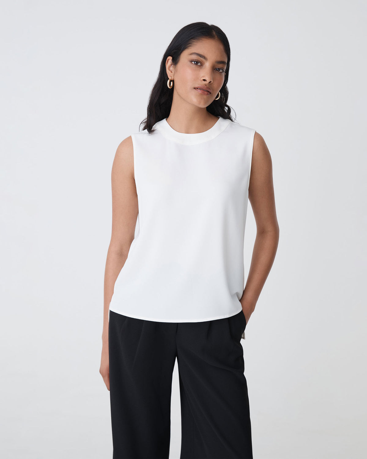 Amour Round Neck Top in ivory — close-up view