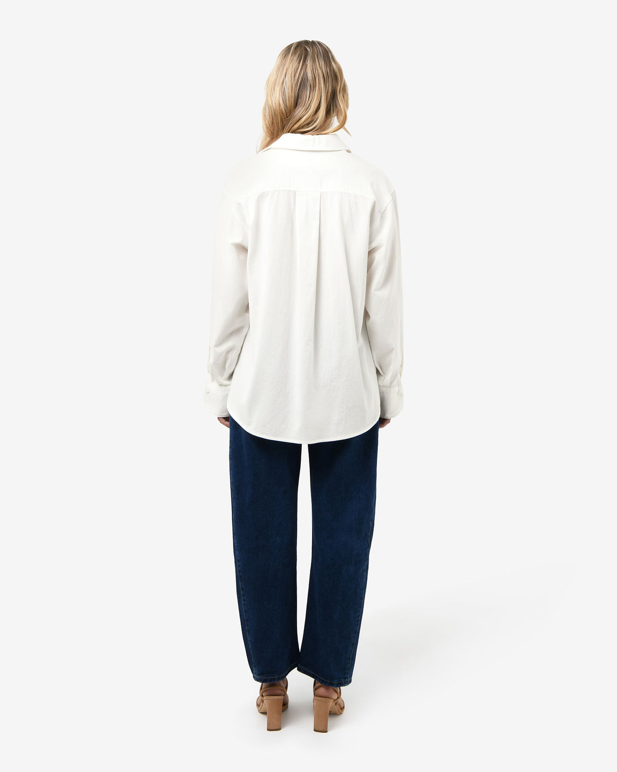 Chicago Oversized Cotton Shirt in white — back view