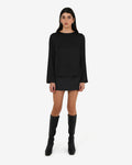 Valeria Long Sleeve Top in black — full-length view