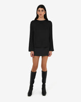 Valeria Long Sleeve Top in black — full-length view