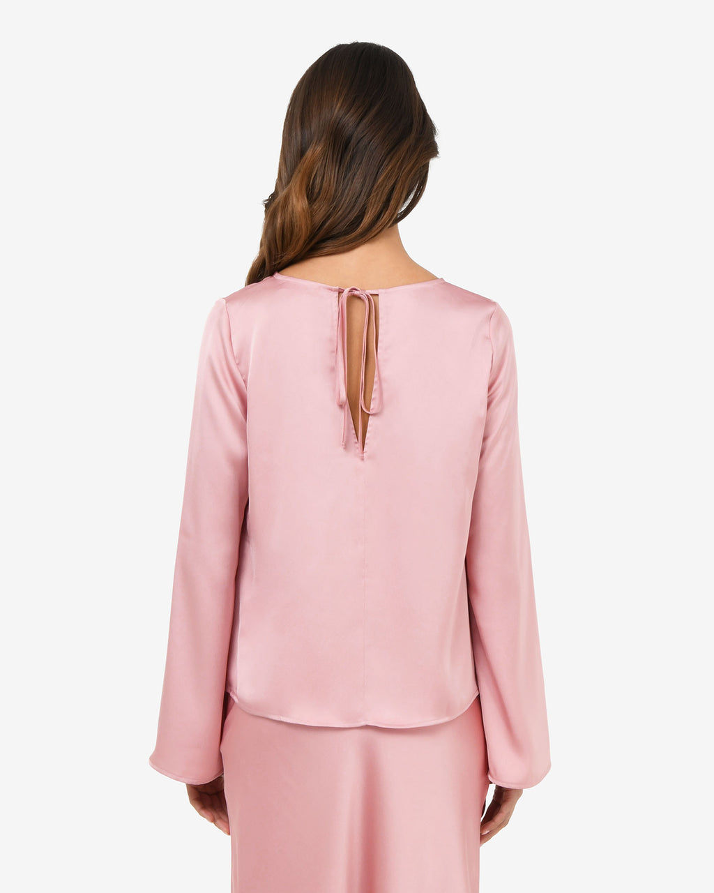 Valeria Long Sleeve Top in pink — back view