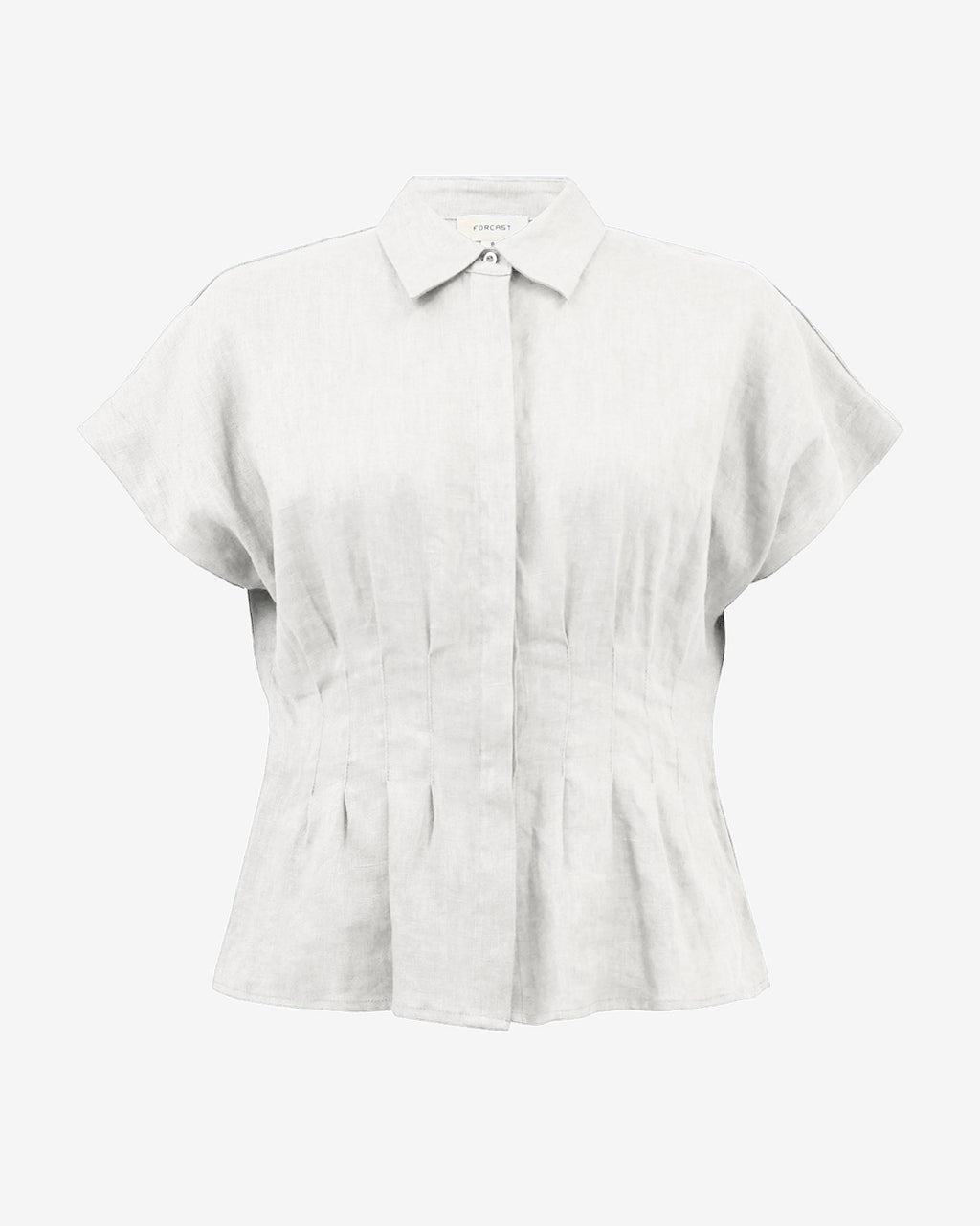 Ami Linen Pleated Tuck Shirt in ivory — product-only view