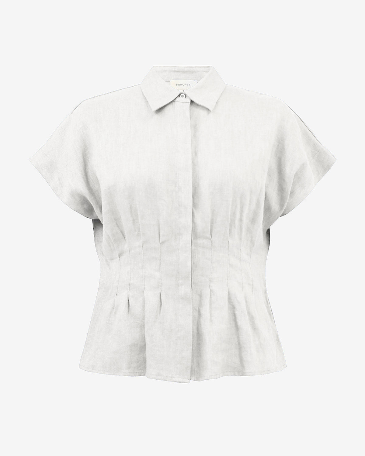 Ami Linen Pleated Tuck Shirt in ivory — product-only view