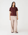 May Relaxed Cotton T-shirt in cabernet — full-length view