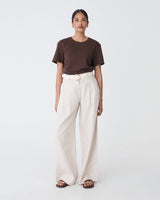 May Relaxed Cotton T-shirt in chocolate — full-length view