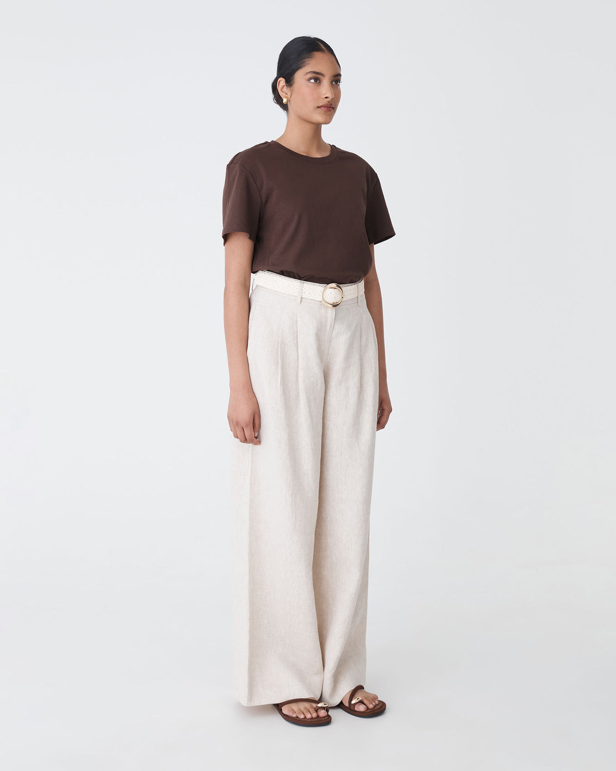 May Relaxed Cotton T-shirt in chocolate — side view