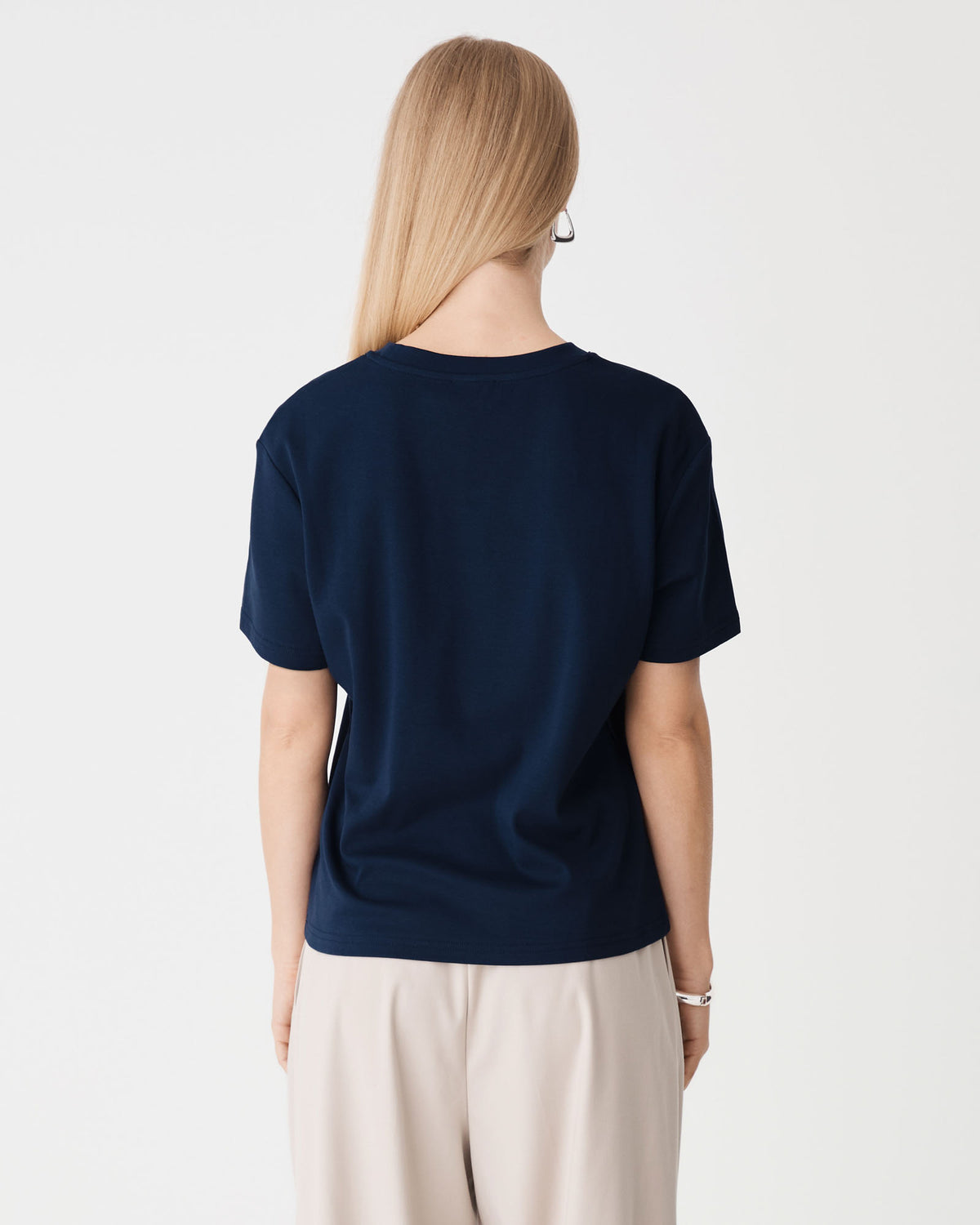 May Relaxed Cotton T-shirt in navy — back view