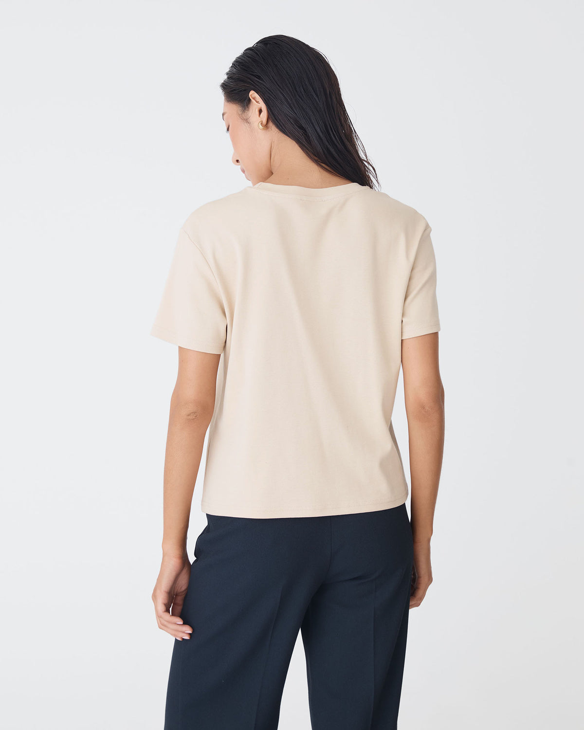 May Relaxed Cotton T-shirt in nude — back view