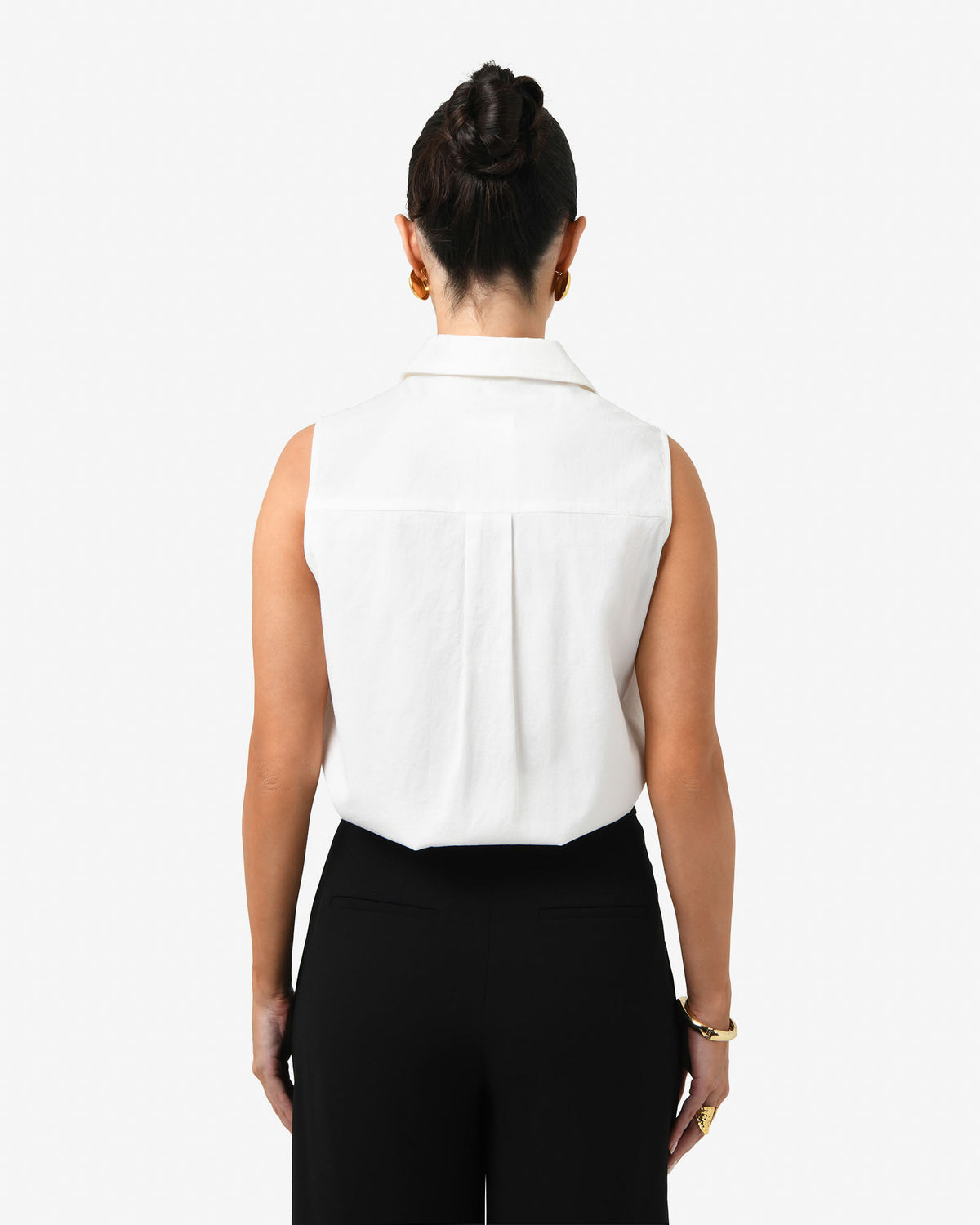 Kia Cotton Sleeveless Shirt in white — back view