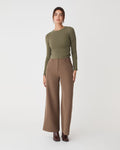 Wyatt Long Sleeve Tee in khaki — full-length view