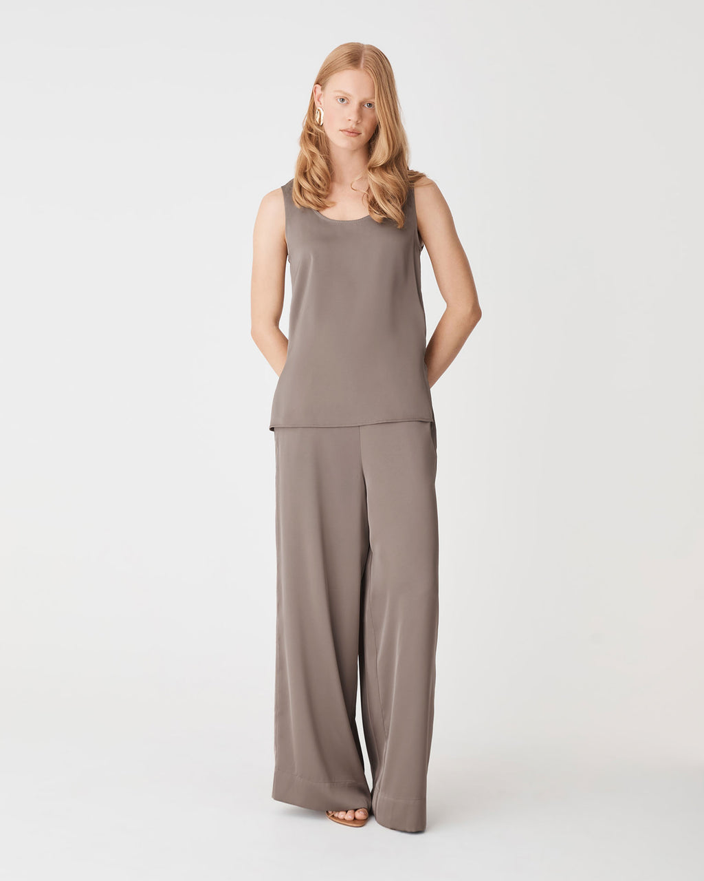Sadin Tank Top in truffle — full-length view