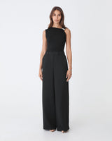 Kirsty Bamboo Ruched Top in black — full-length view