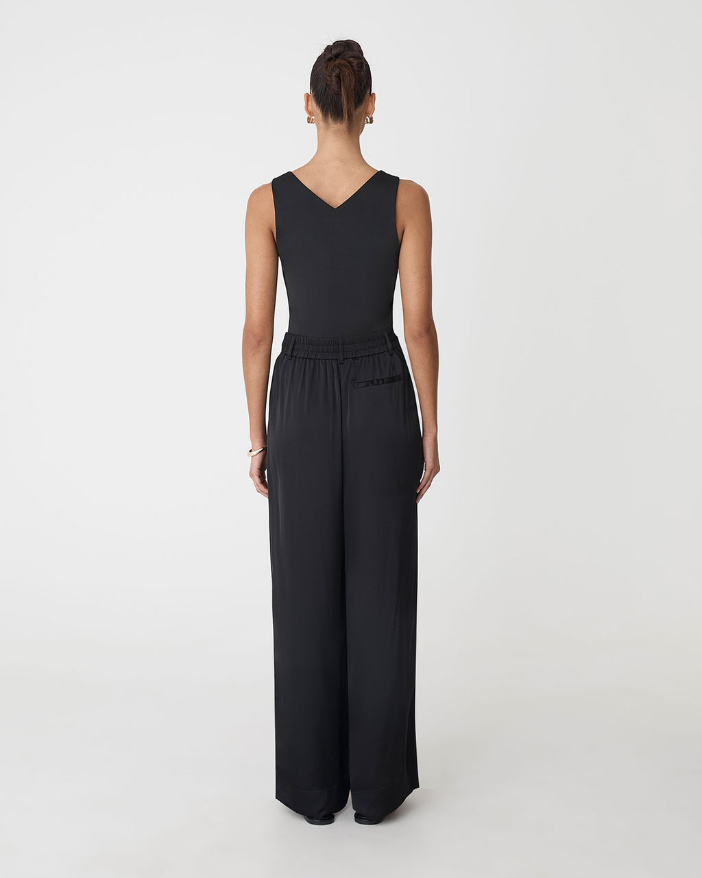 Sabrina Cowl Neck Top in black — back view