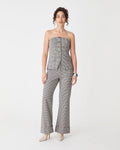 Flynn Button Up Bodice in beige check — full-length view