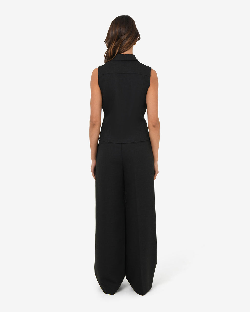 Dolly Collared Vest in black — back view