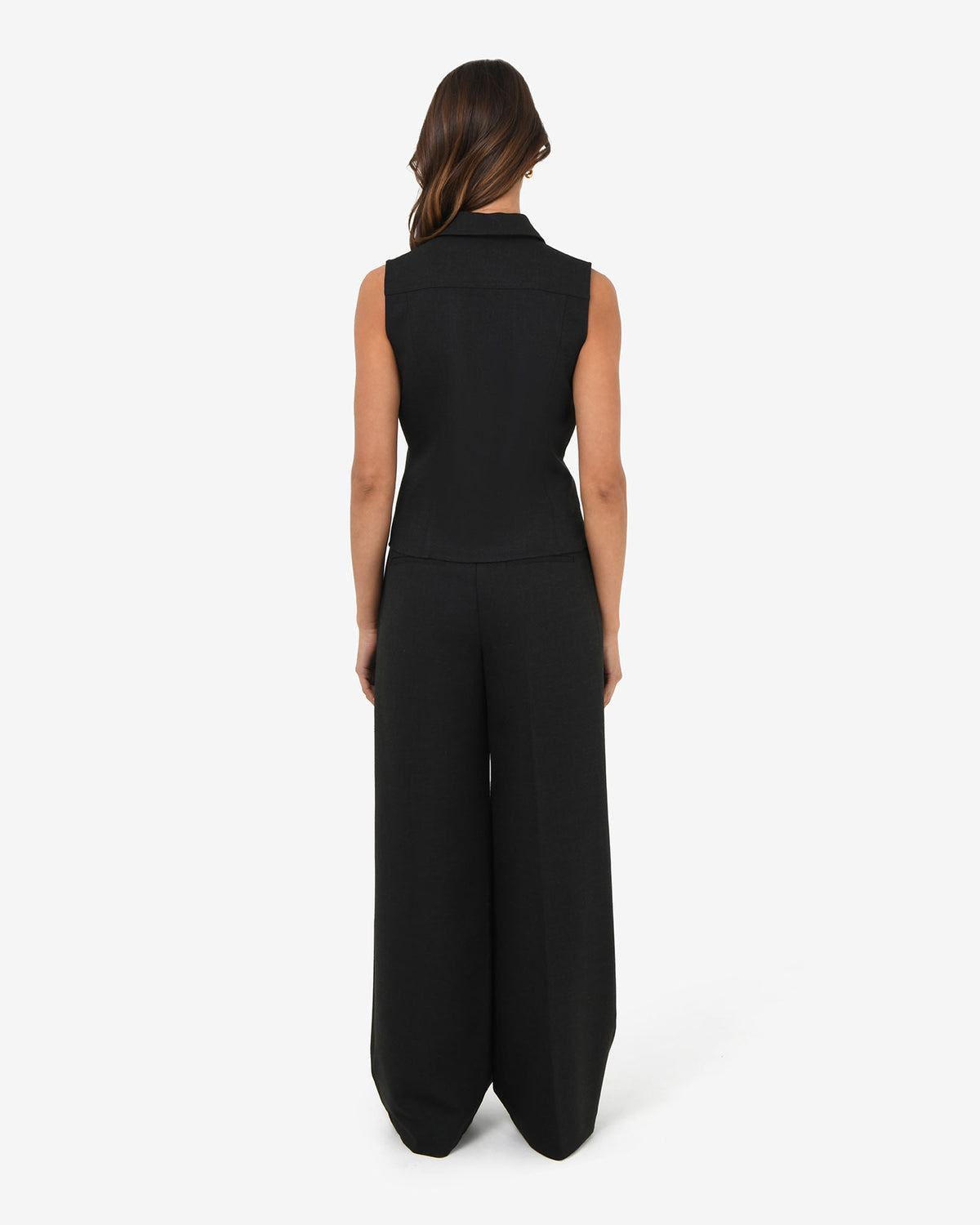Dolly Collared Vest in black — back view