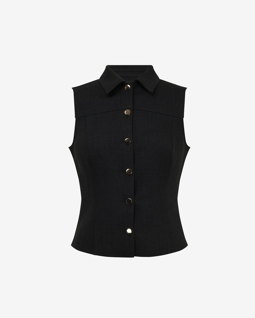 Dolly Collared Vest in black — product-only view