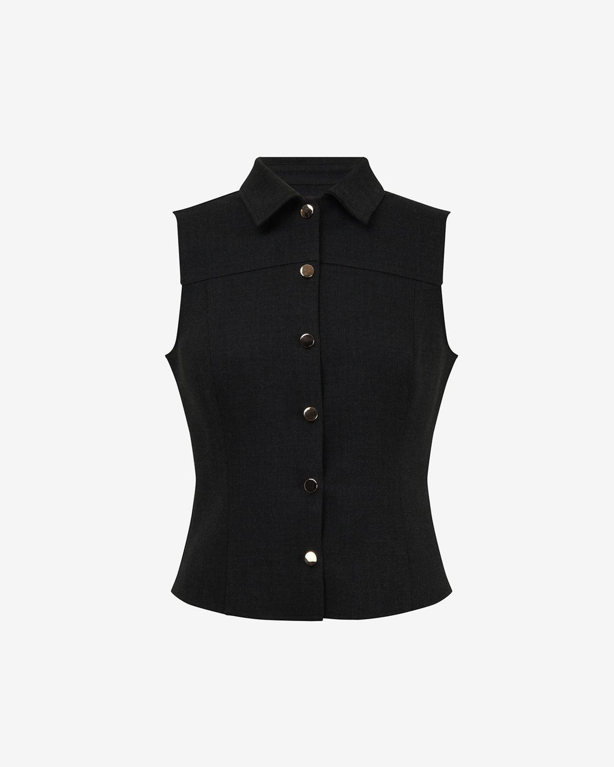 Dolly Collared Vest in black — product-only view