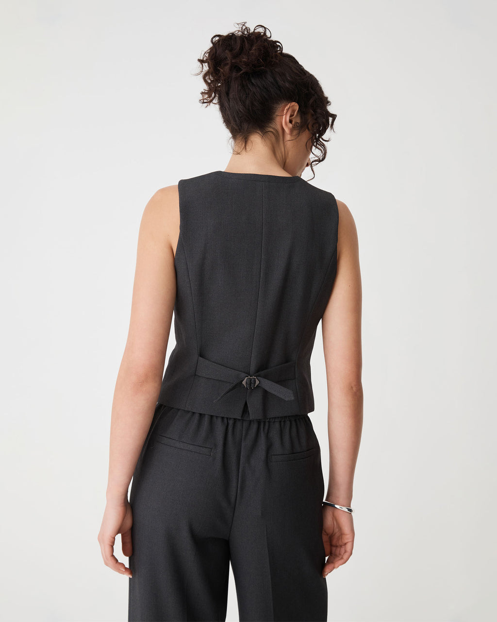 Westwood Tailored Vest in charcoal — back view