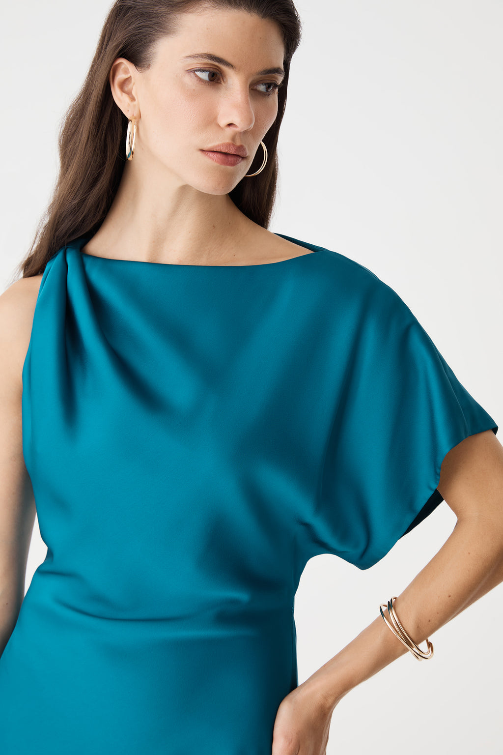 Aurelia Asymmetric Satin Dress