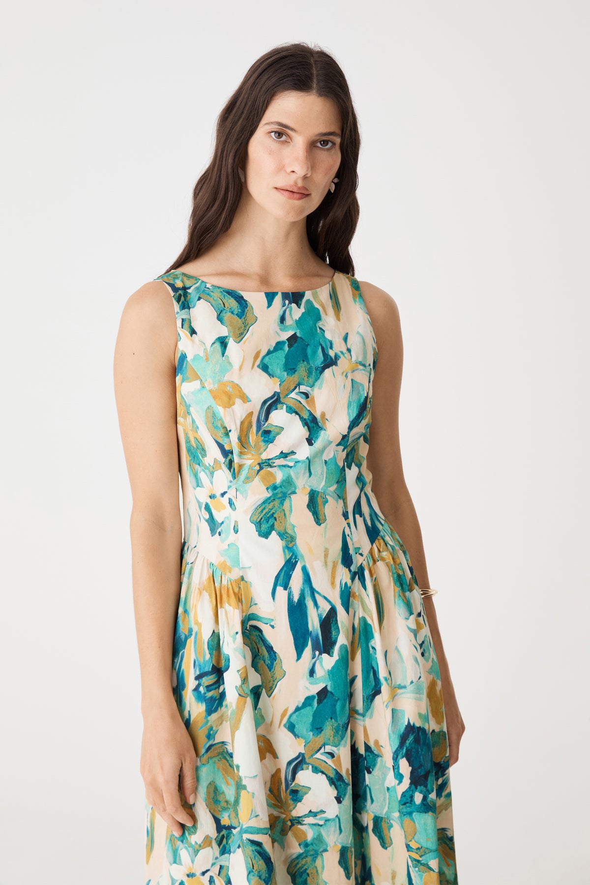Liza Gather Detail Print Dress