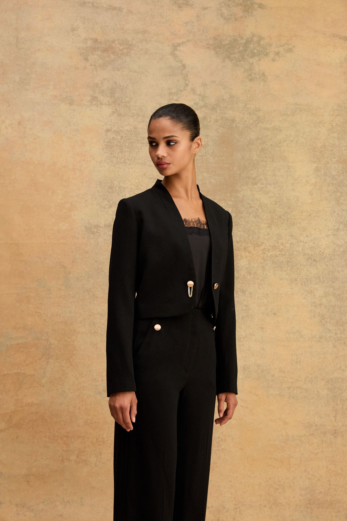 Veronica Crop Crepe Jacket