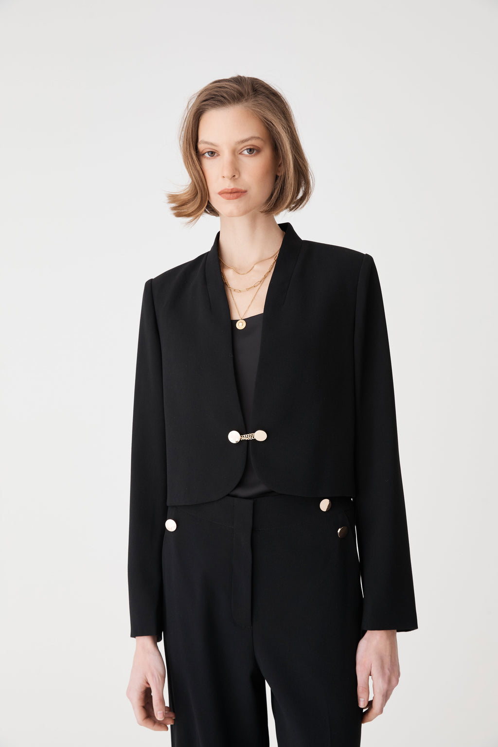 Veronica Crop Crepe Jacket