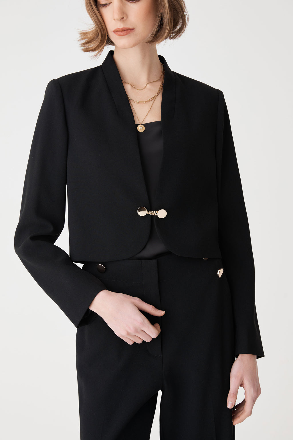 Veronica Crop Crepe Jacket