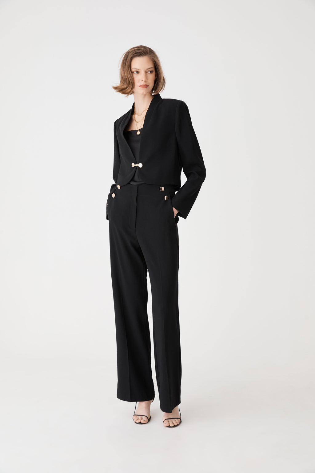Veronica Crop Crepe Jacket