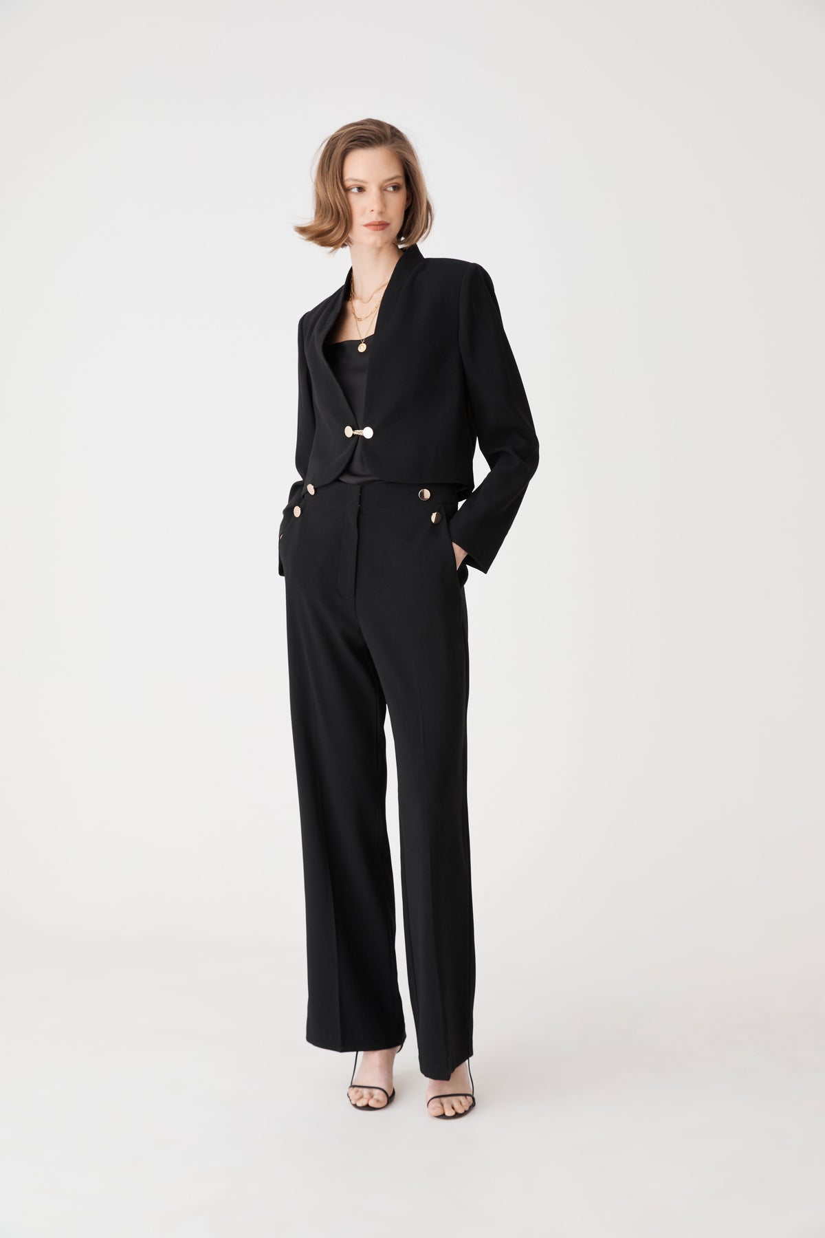 Veronica Crop Crepe Jacket