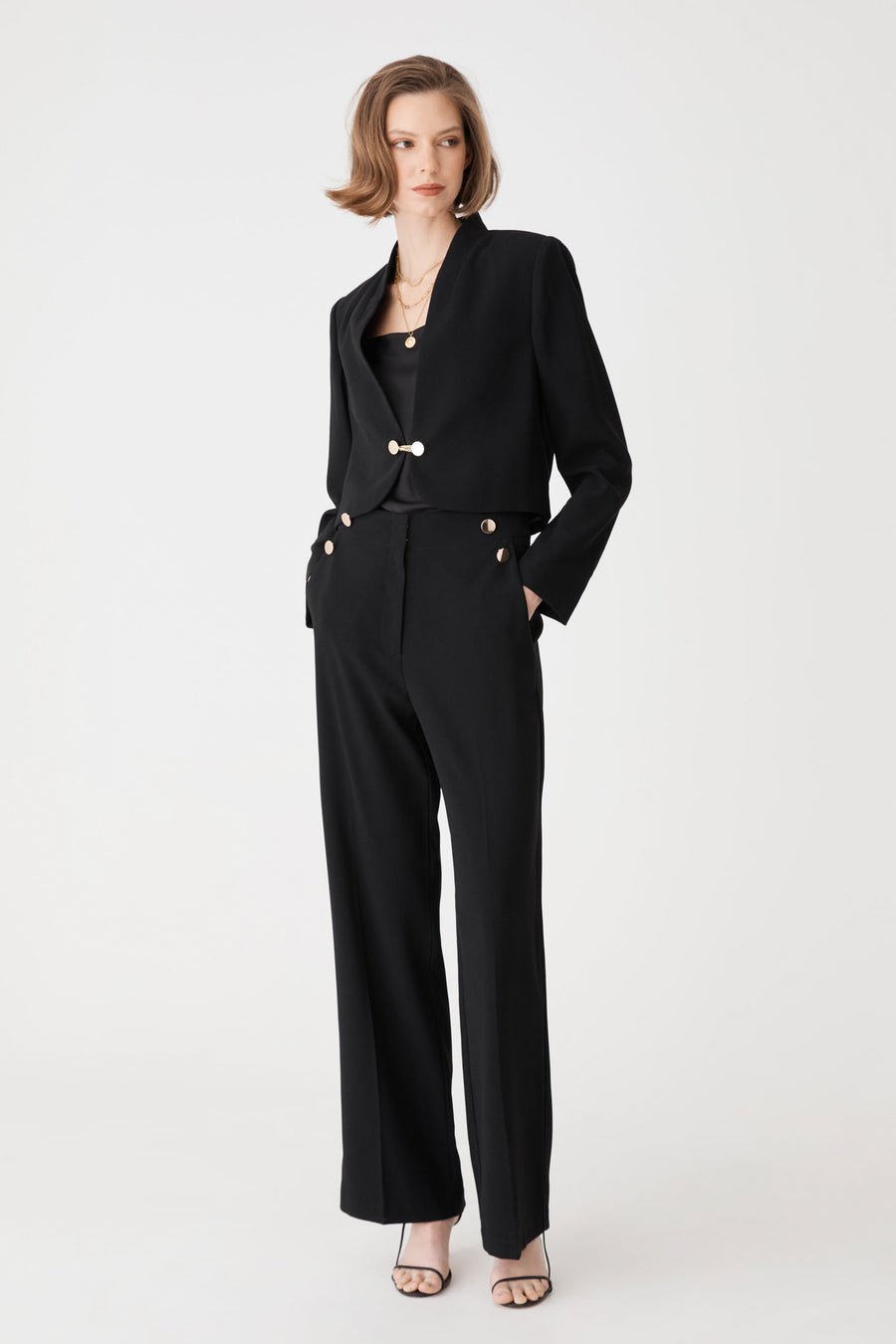 Veronica Crop Crepe Jacket