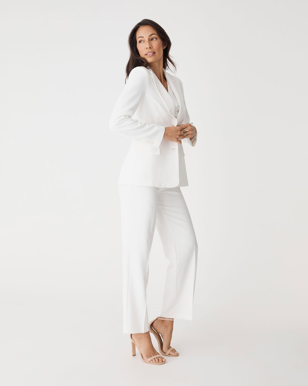 Jennifer Tailored Blazer in ivory — side view
