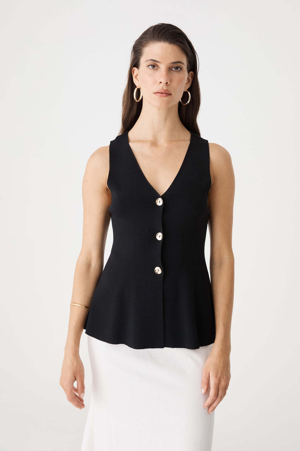 Valerie Button Peplum Knit Top
