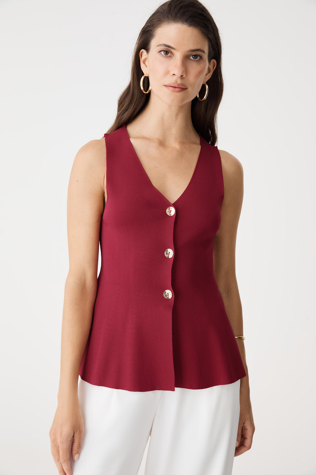 Valerie Button Peplum Knit Top