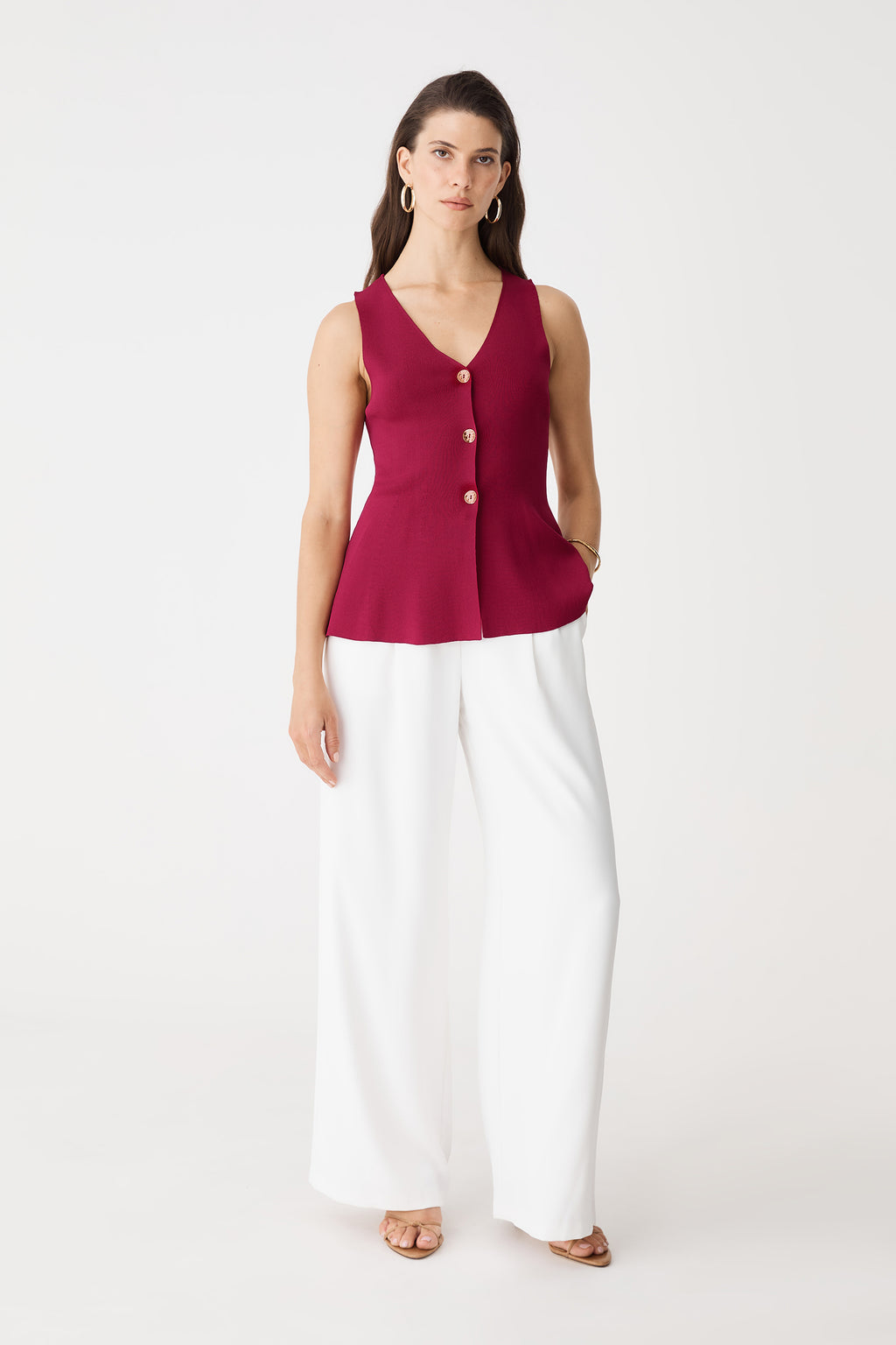 Valerie Button Peplum Knit Top