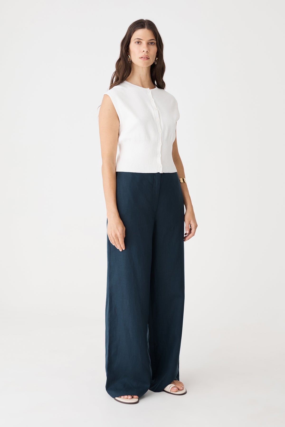Faye Sleeveless Button Up Knit