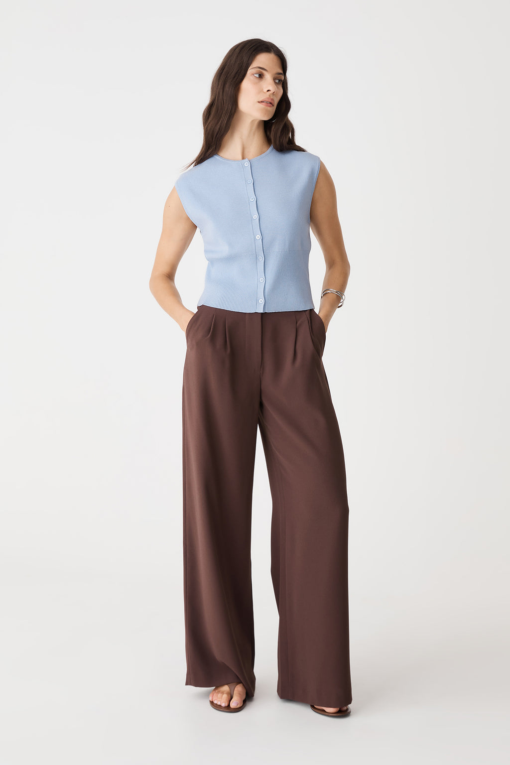 Faye Sleeveless Button Up Knit