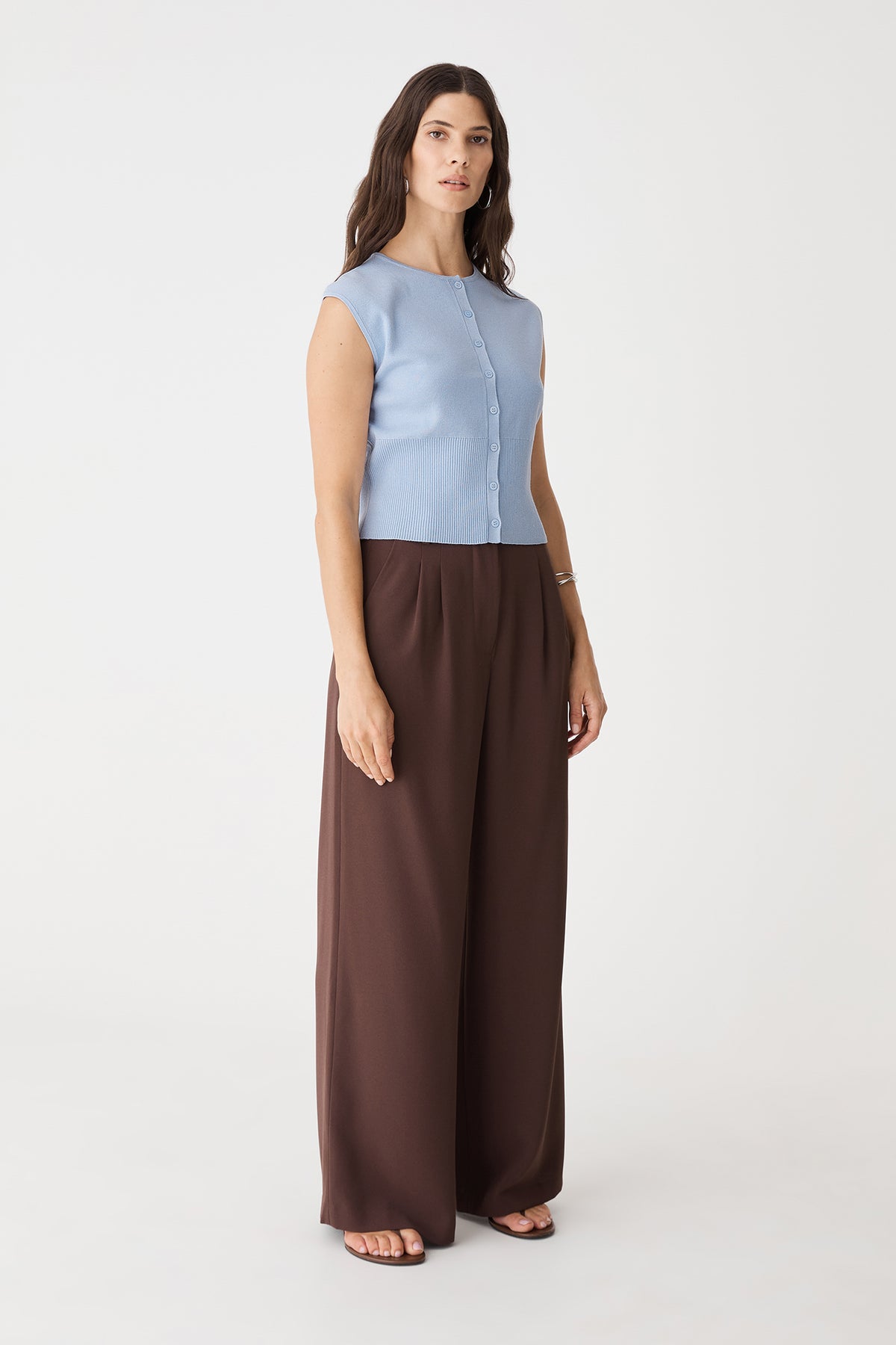 Faye Sleeveless Button Up Knit