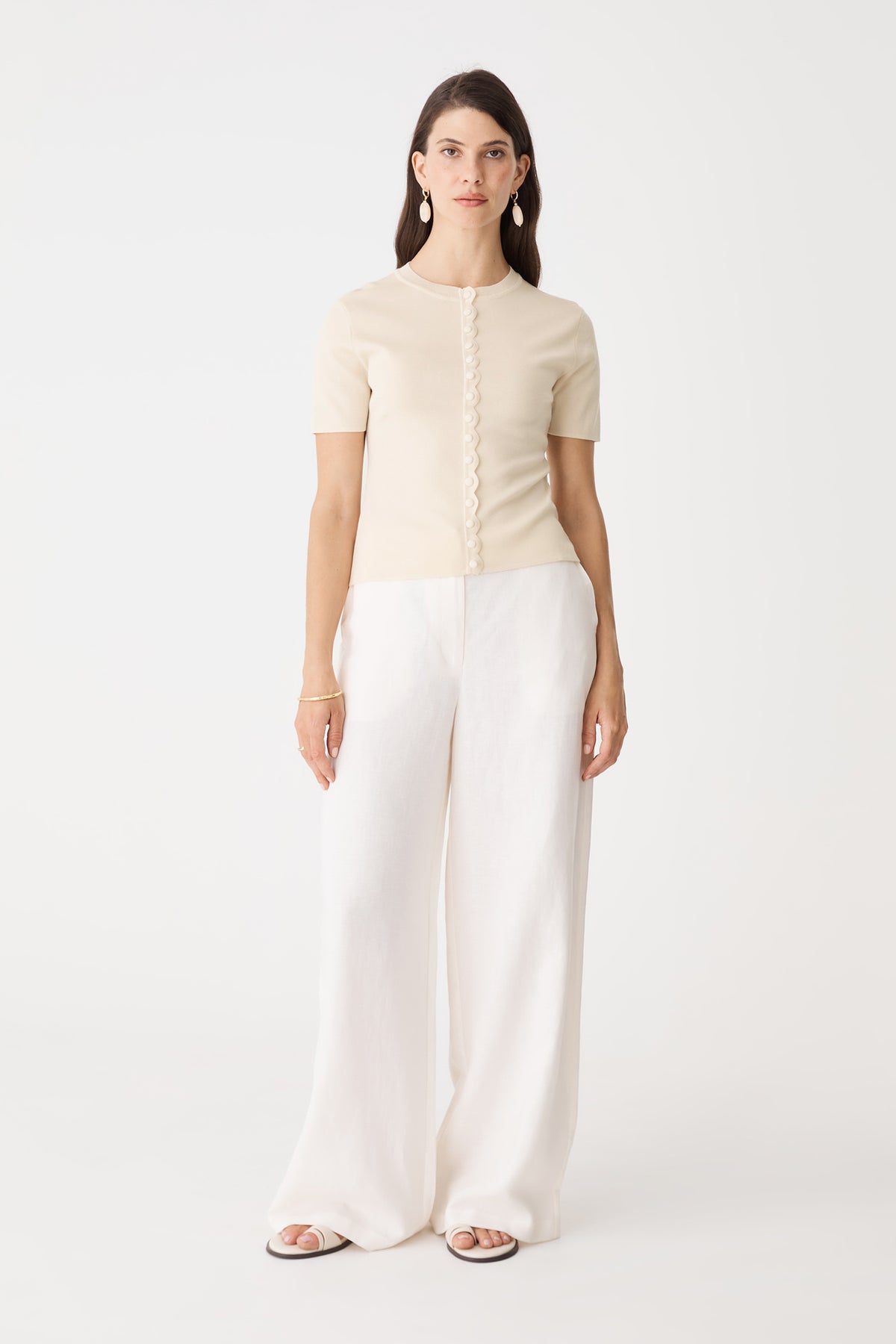 Mel Short Sleeve Scallop Knit