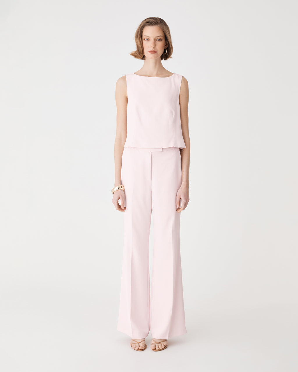 Chelsea Bootleg Pants in petal pink — fabric detail